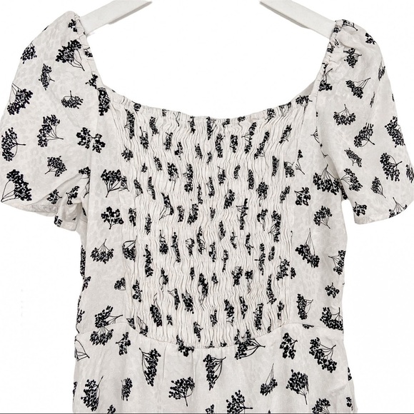 Maje White Floral Silk Metallic Buttons Satin Cocktail Mini Dress size 8 - Picture 8 of 10